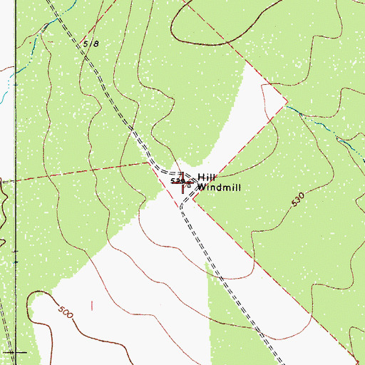 Topographic Map of Hill Windmill, TX