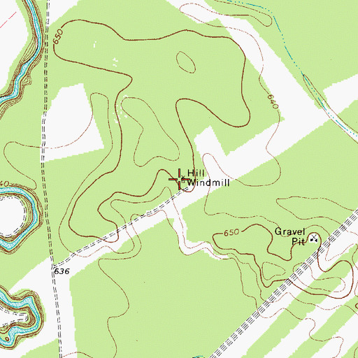 Topographic Map of Hill Windmill, TX