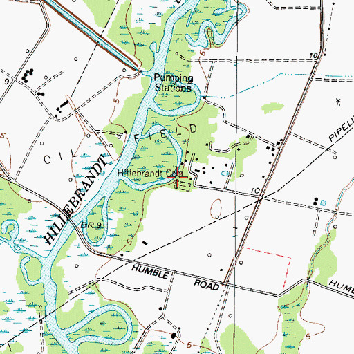 Topographic Map of Hillebrandt Cemetery, TX