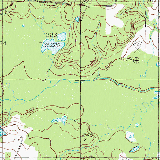 Topographic Map of Hilliard Creek, TX