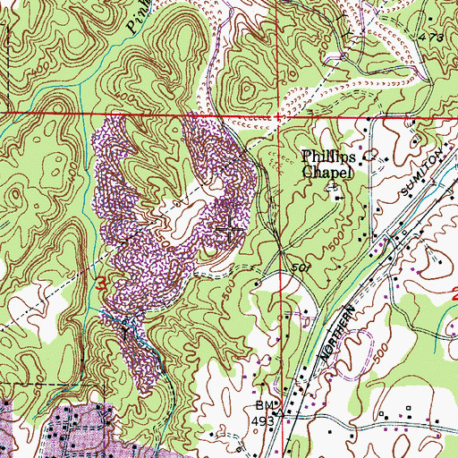 Topographic Map of Empire Mine, AL