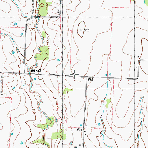 Topographic Map of Hills Chapel, TX