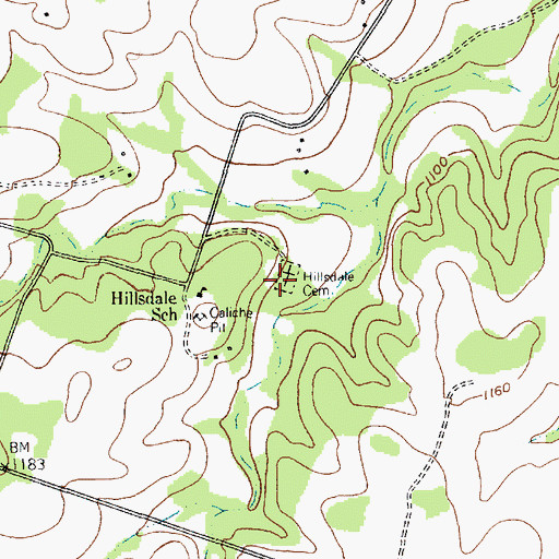 Topographic Map of Hillsdale Cemetery, TX