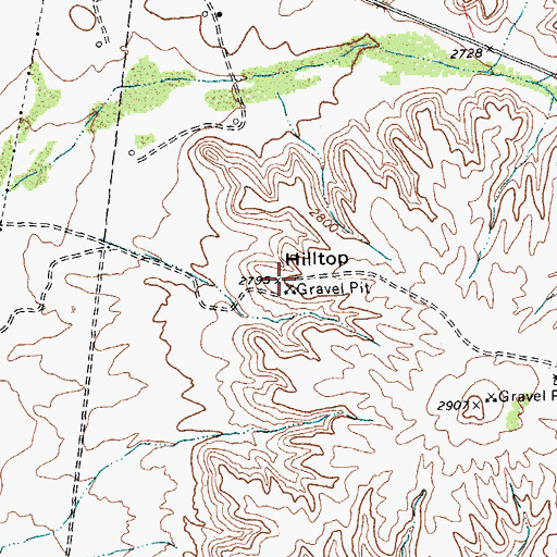 Topographic Map of Hilltop, TX