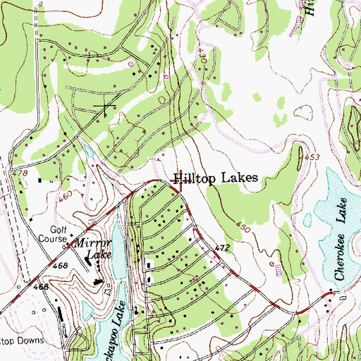 Topographic Map of Hilltop Lakes, TX