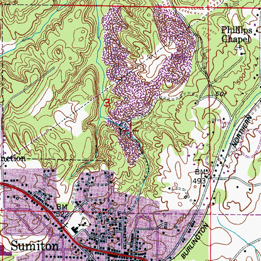 Topographic Map of Kirkwood Mine, AL