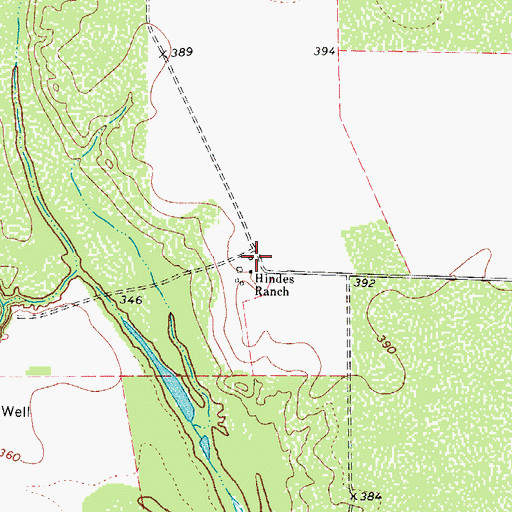 Topographic Map of Hindes Ranch, TX
