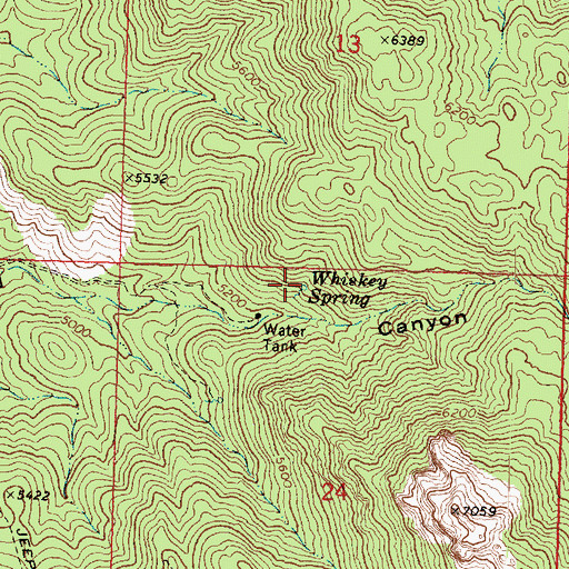 Topographic Map of Whiskey Spring, AZ