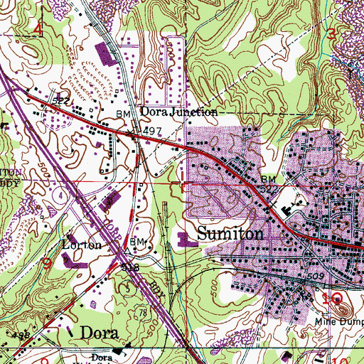 Topographic Map of Stith Mine, AL