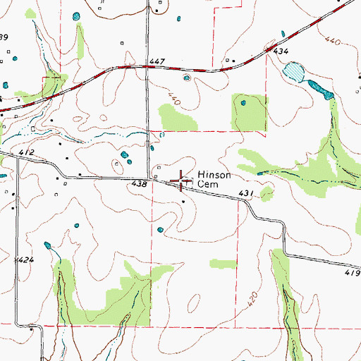 Topographic Map of Hinson Cemetery, TX