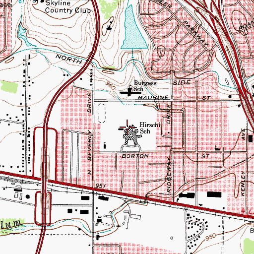 Topographic Map of Hirschi School, TX
