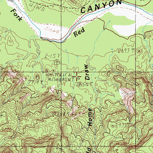 Topographic Map of Historical Monument, TX