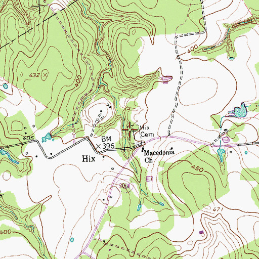 Topographic Map of Hix Cemetery, TX