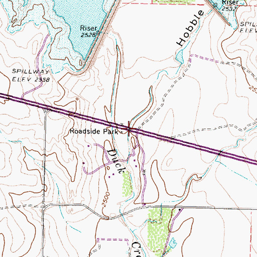 Topographic Map of Hobble Scobble Canyon, TX