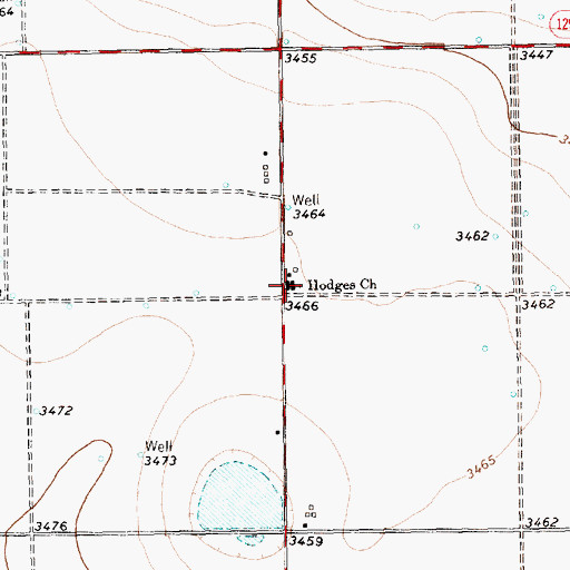 Topographic Map of Hodges Church, TX