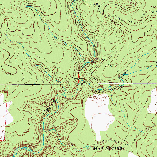 Topographic Map of Hoffer Hollow, TX