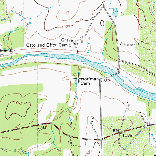Topographic Map of Hoffman Cemetery, TX