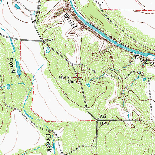 Topographic Map of Hoffman Cemetery, TX