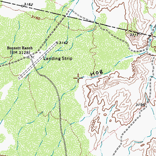 Topographic Map of Hog Canyon, TX