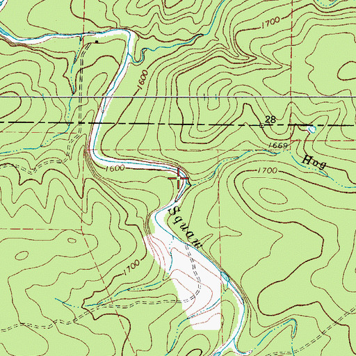 Topographic Map of Hog Creek, TX