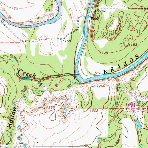 Topographic Map of Hog Creek, TX