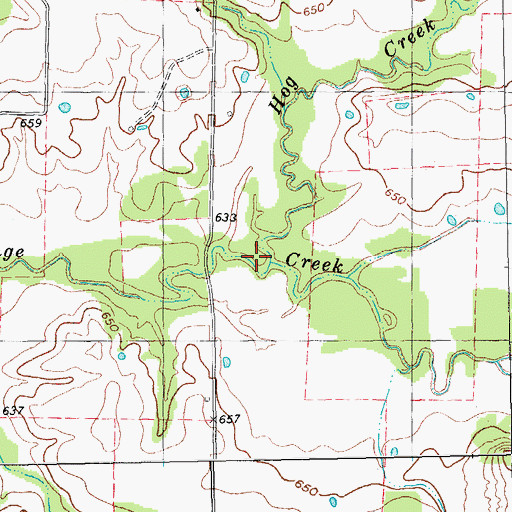 Topographic Map of Hog Creek, TX