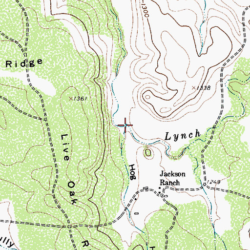 Topographic Map of Hog Hollow, TX