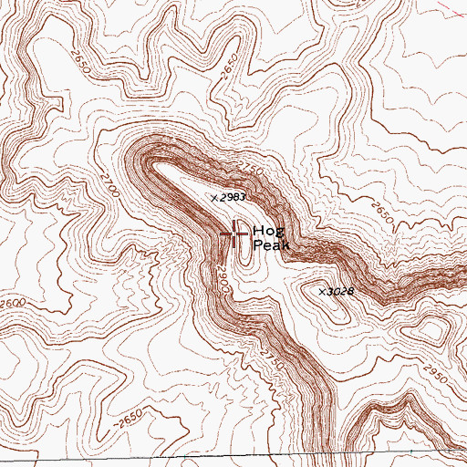 Topographic Map of Hog Peak, TX