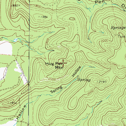 Topographic Map of Hog Pen Mountain, TX