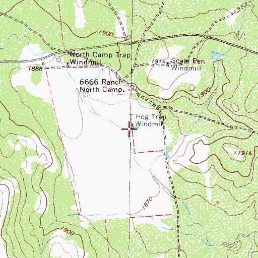 Topographic Map of Hog Trap Windmill, TX