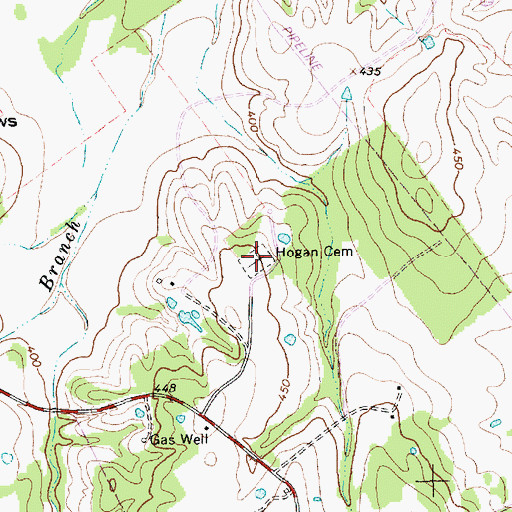 Topographic Map of Hogan Cemetery, TX