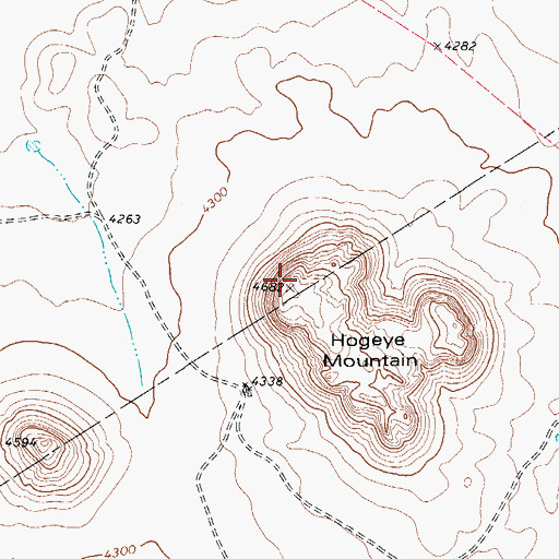 Topographic Map of Hogeye Mountain, TX