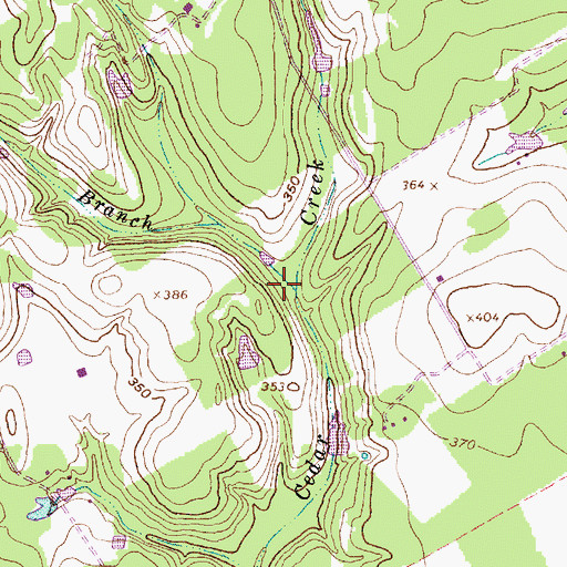 Topographic Map of Hogpen Branch, TX