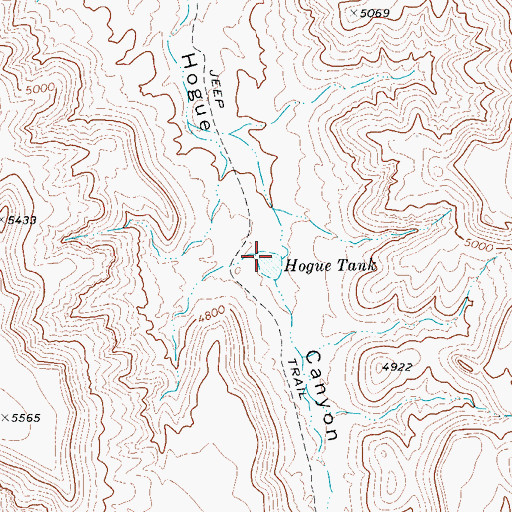 Topographic Map of Hogue Tank, TX