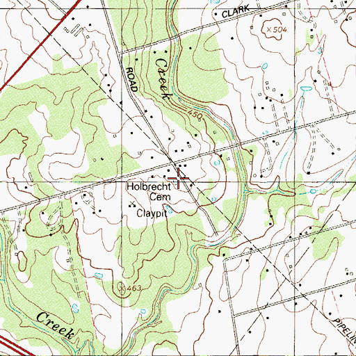 Topographic Map of Holbrecht Cemetery, TX