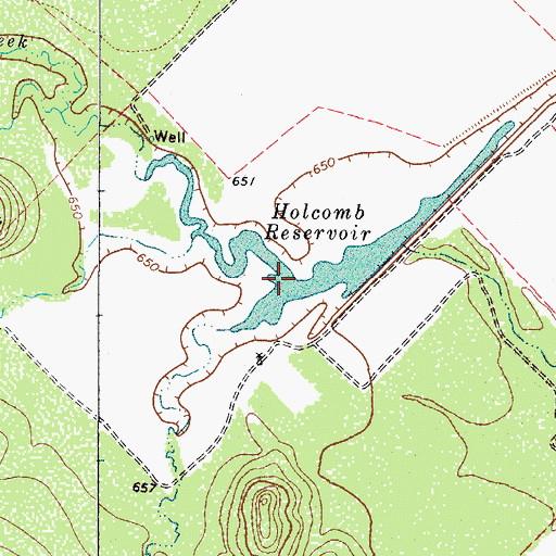 Topographic Map of Holcomb Reservoir, TX