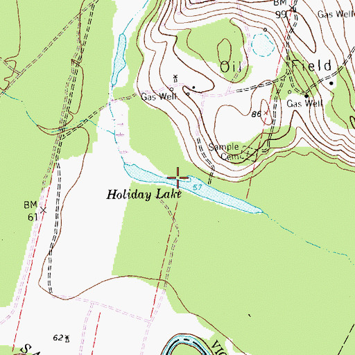 Topographic Map of Holiday Lake, TX
