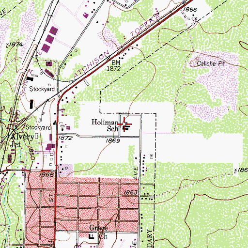 Topographic Map of Holiman School, TX