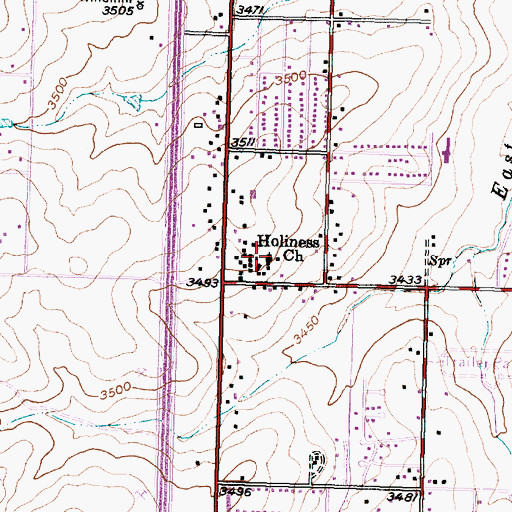 Topographic Map of Holiness Church, TX
