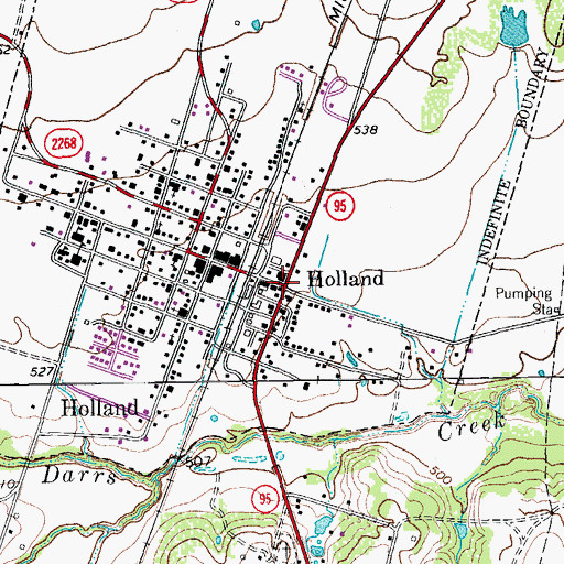Topographic Map of Holland, TX