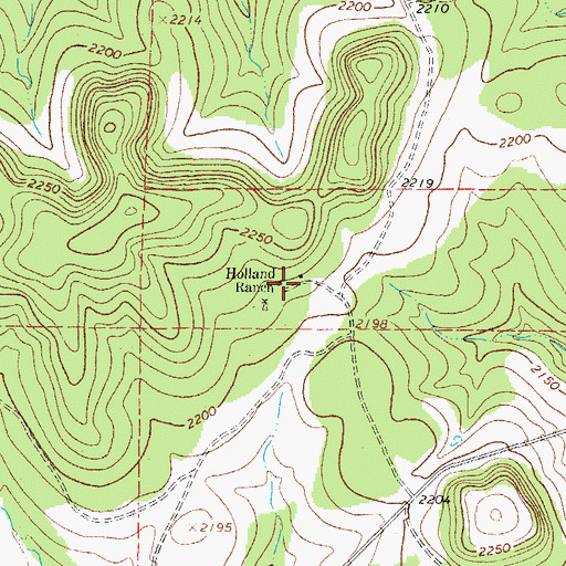 Topographic Map of Holland Ranch, TX
