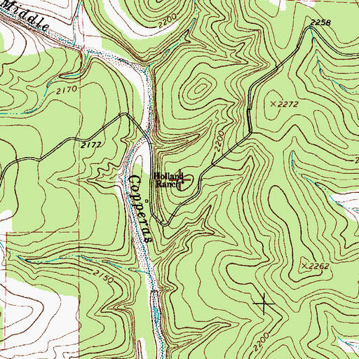 Topographic Map of Holland Ranch, TX