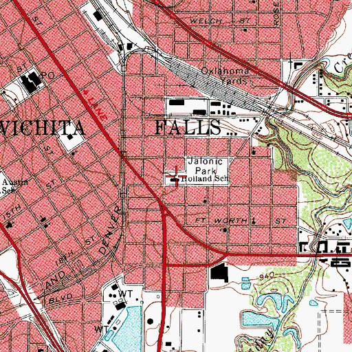 Topographic Map of Holland School, TX