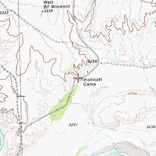 Topographic Map of Hollicott Camp, TX