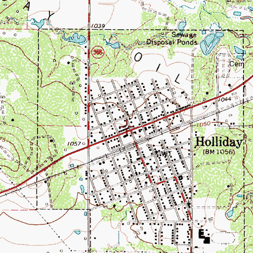 Topographic Map of Holliday, TX