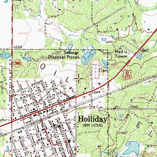 Topographic Map of Holliday Oil Field, TX