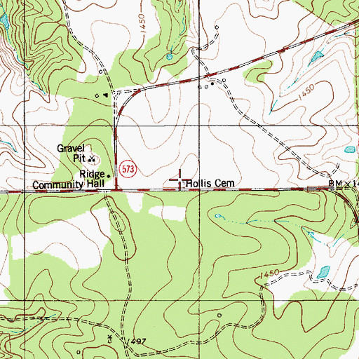 Topographic Map of Hollis Cemetery, TX