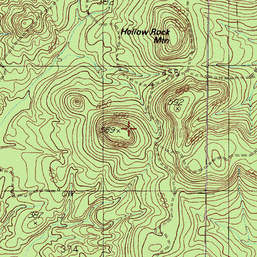 Topographic Map of Hollow Rock Mountain, TX