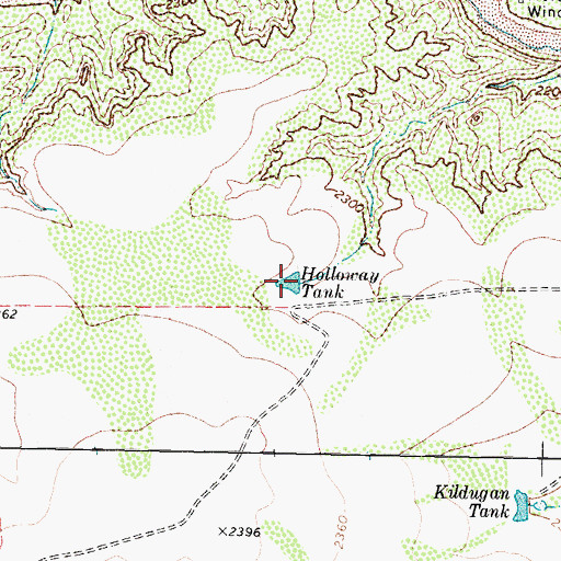 Topographic Map of Holloway Tank, TX