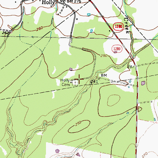 Topographic Map of Holly Cemetery, TX